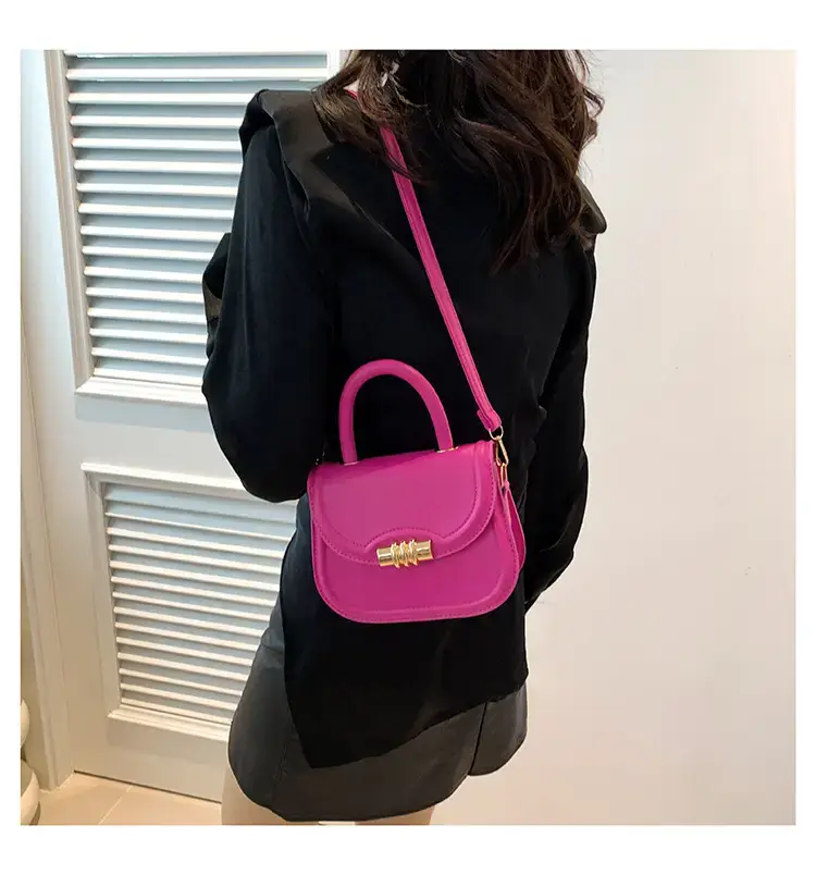 Brown Leather Shoulder Bag with Metal Clasp — feature 27