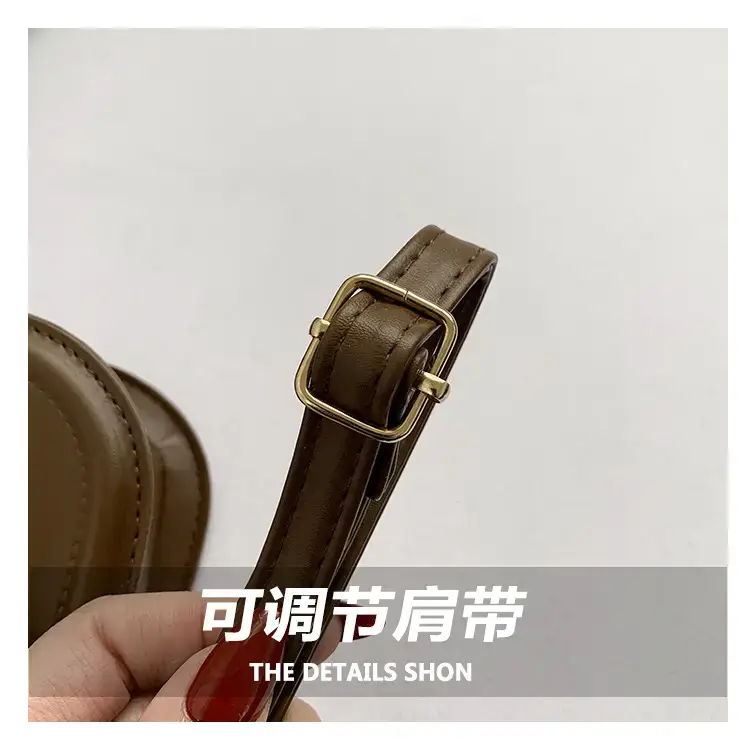 Brown Leather Shoulder Bag with Metal Clasp — feature 3