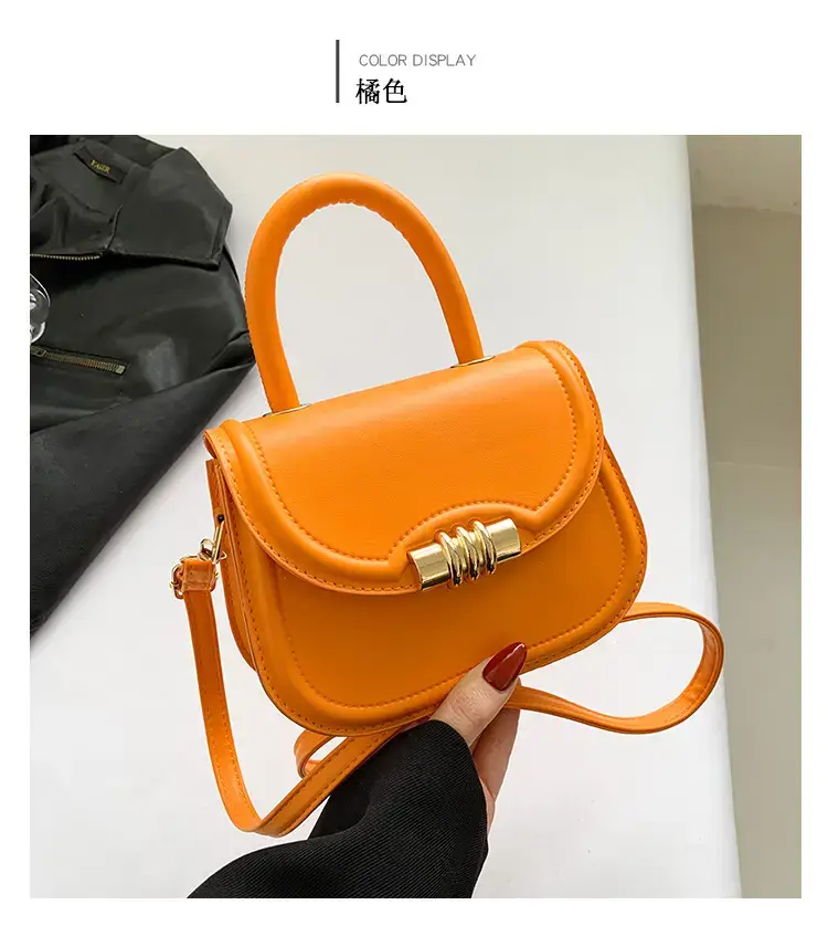 Brown Leather Shoulder Bag with Metal Clasp — feature 36