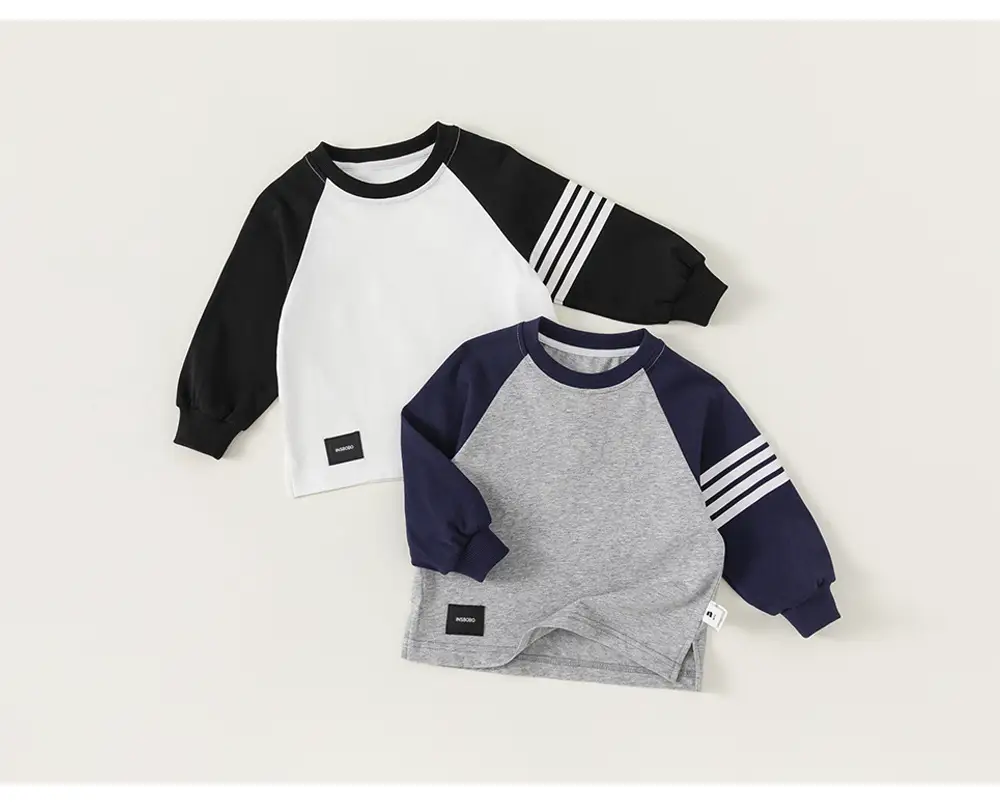 Kids Raglan Sleeve T-Shirt Boys Grey Blue Mibang — feature 18
