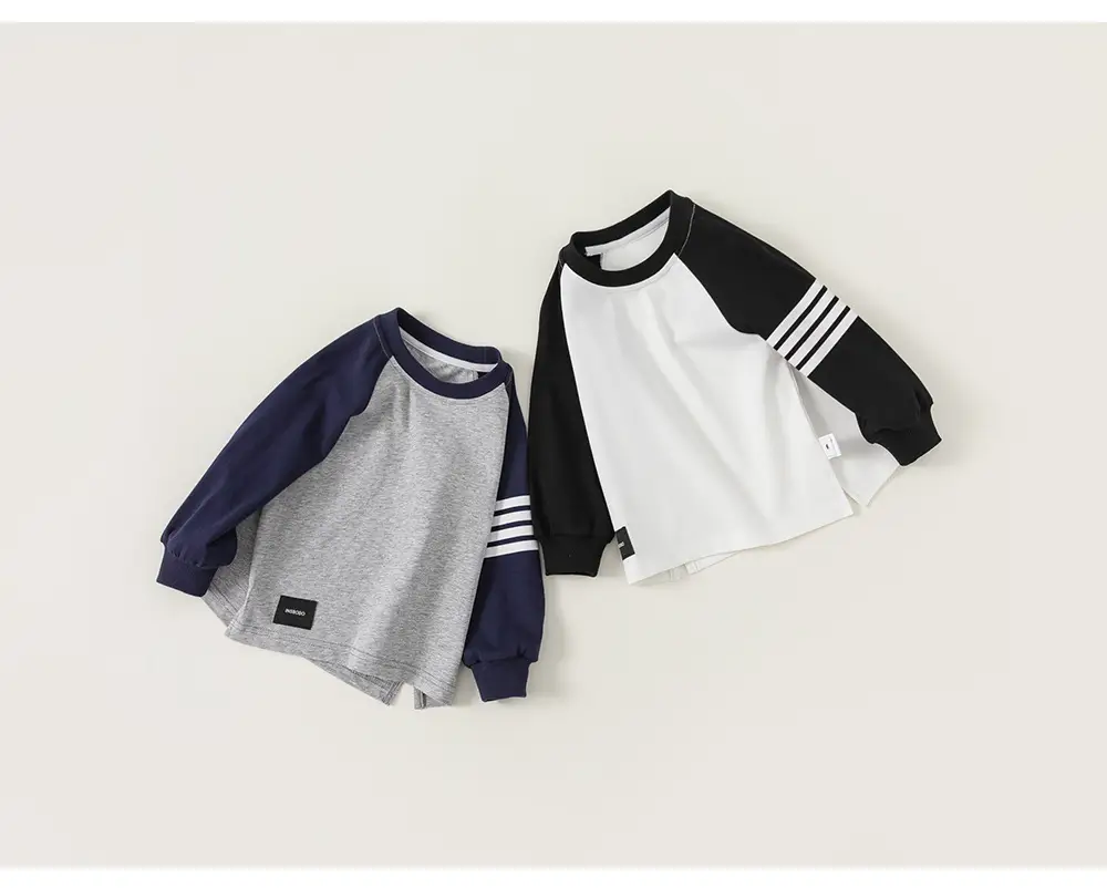 Kids Raglan Sleeve T-Shirt Boys Grey Blue Mibang — feature 19