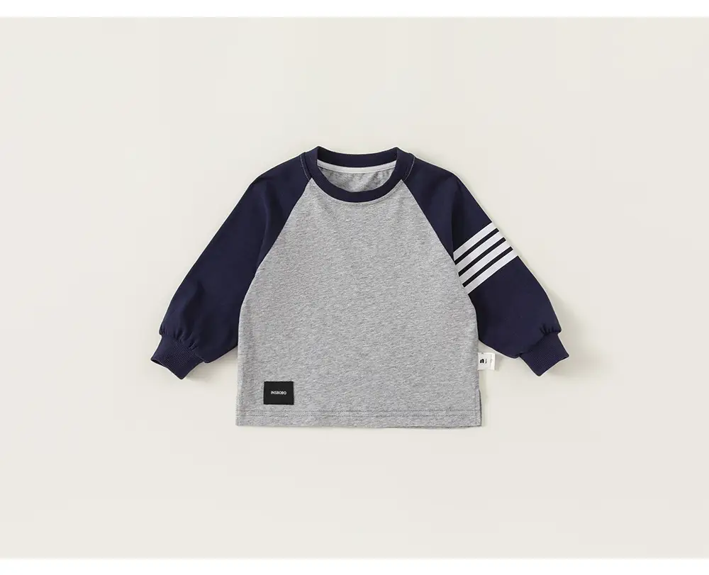 Kids Raglan Sleeve T-Shirt Boys Grey Blue Mibang — feature 20