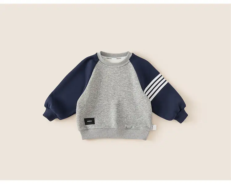 Kids Raglan Sleeve T-Shirt Boys Grey Blue Mibang — feature 32