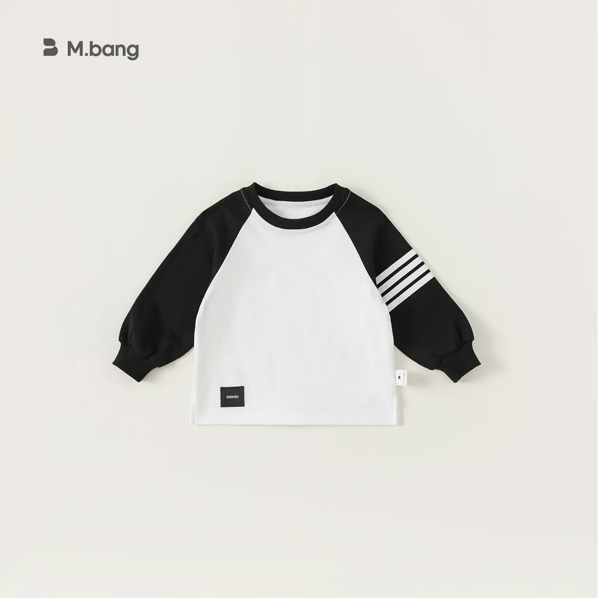 Kids Raglan Sleeve T-Shirt Boys Grey Blue Mibang - Image 2