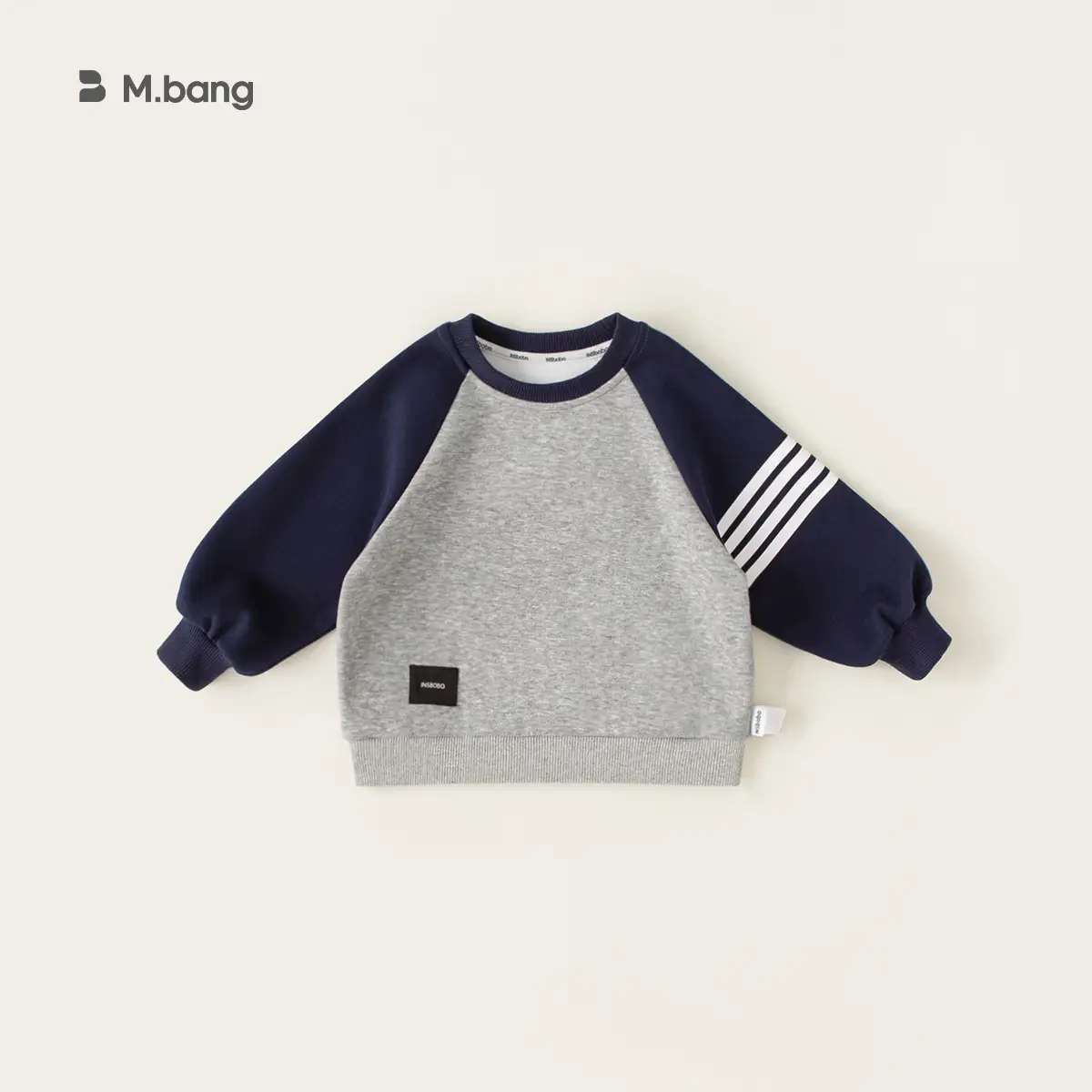 Kids Raglan Sleeve T-Shirt Boys Grey Blue Mibang - Image 6