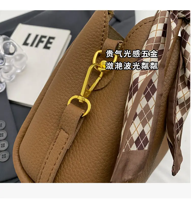 Korean Style Brown Bucket Bag with Tassel Handle — feature 13