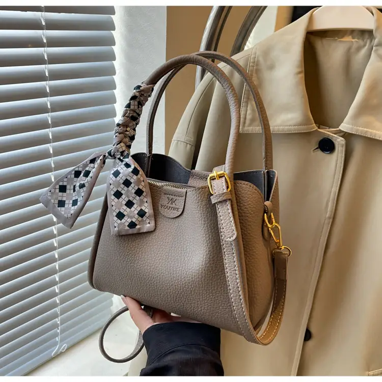Korean Style Brown Bucket Bag with Tassel Handle — feature 31