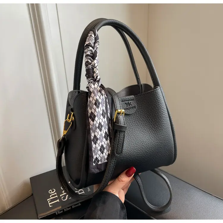 Korean Style Brown Bucket Bag with Tassel Handle — feature 34