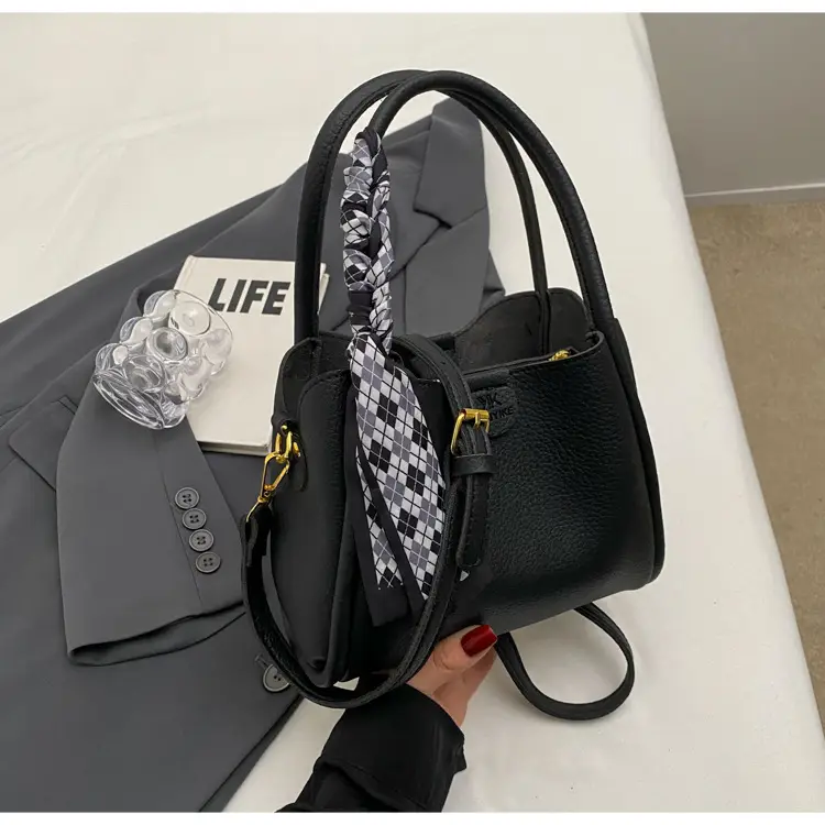 Korean Style Brown Bucket Bag with Tassel Handle — feature 35
