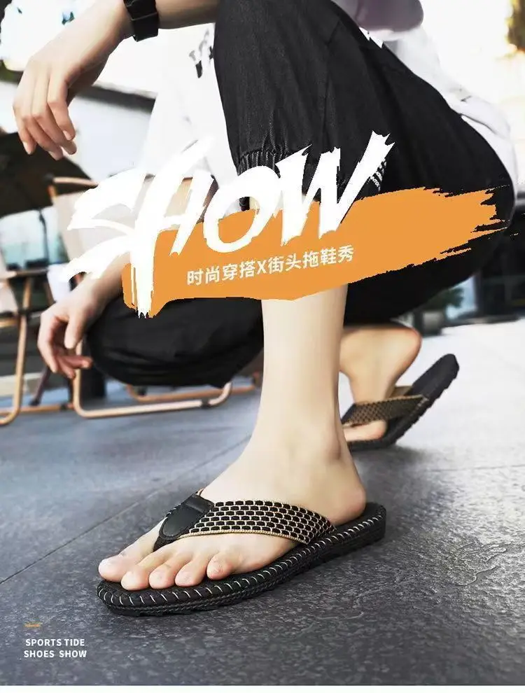 Men's Flip-flops Summer Sandals and Slippers Outer Wear Non-slip Trendy Beach Shoes Casual Fashion Sandals Flip-flops Men's Slippers — feature 1
