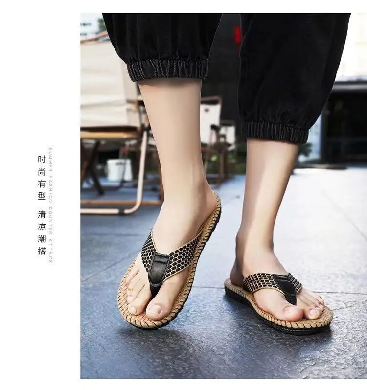Men's Flip-flops Summer Sandals and Slippers Outer Wear Non-slip Trendy Beach Shoes Casual Fashion Sandals Flip-flops Men's Slippers — feature 8