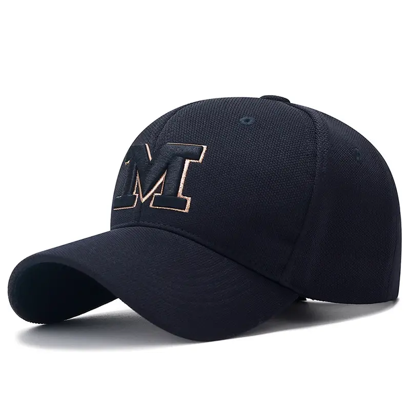 New M Letter Embroidered Black Baseball Cap