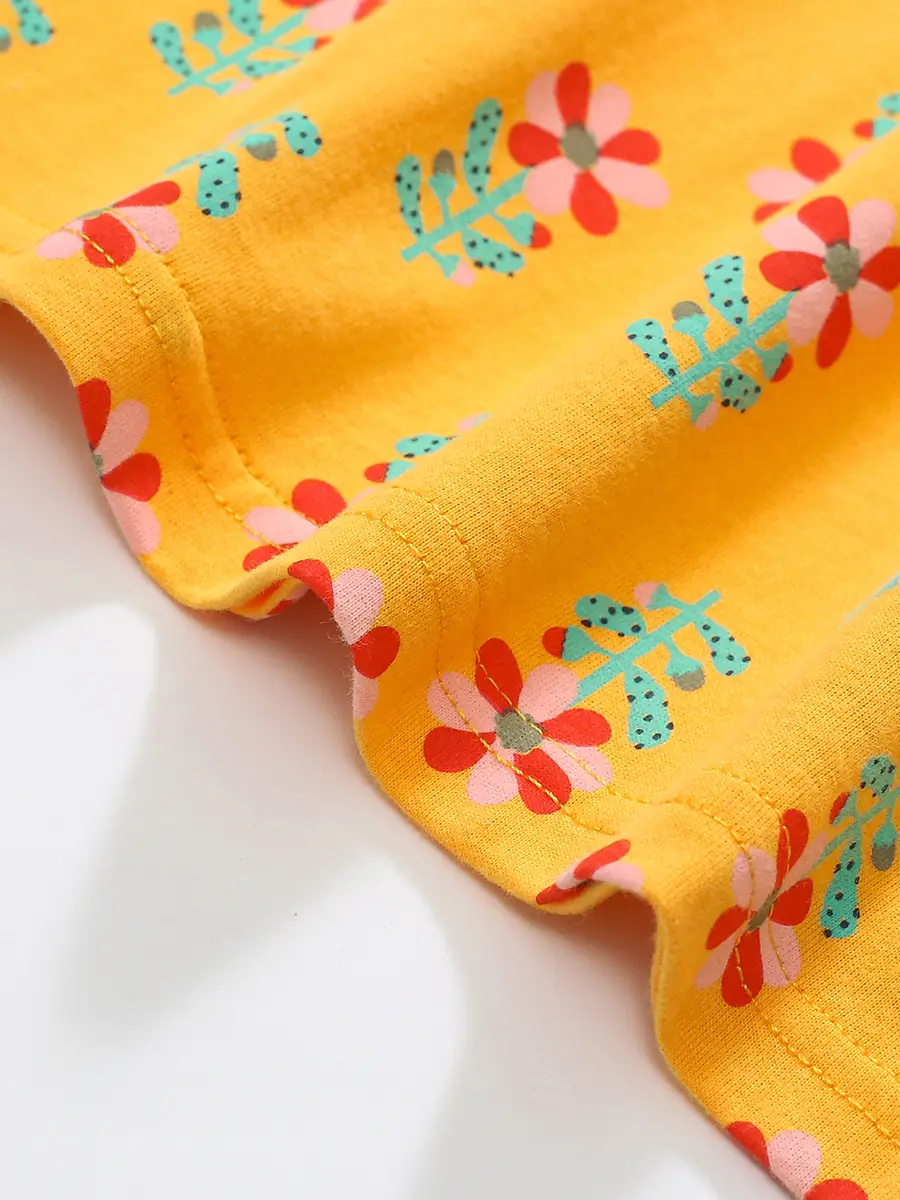 Little Girls Princess Dress Yellow Cotton Summer - Image 5