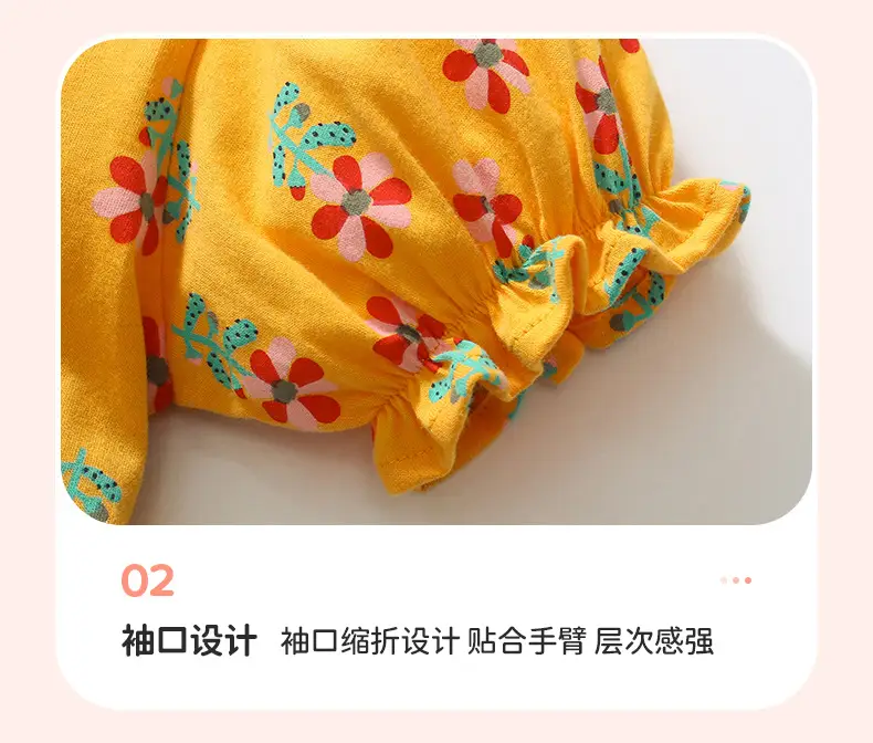 Little Girls Princess Dress Yellow Cotton Summer — feature 10
