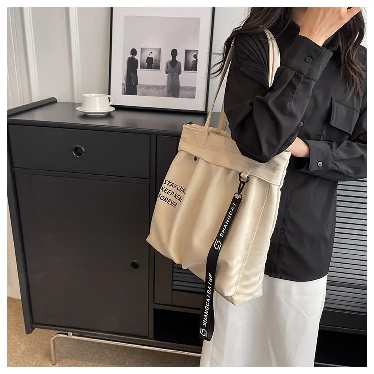 Canvas Textured Shoulder Bag Women Large Capacity 2023 — feature 17