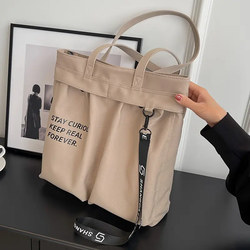 Canvas Textured Shoulder Bag Women Large Capacity 2023 - Image 3