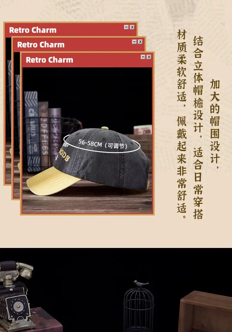 Street Retro Washed Peaked Cap 2025 with Letter Embroidery — feature 11