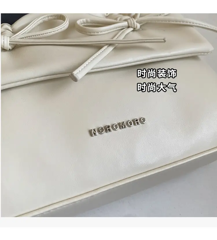 Women's Creamy Underarm Tote Bag with Bow — feature 8