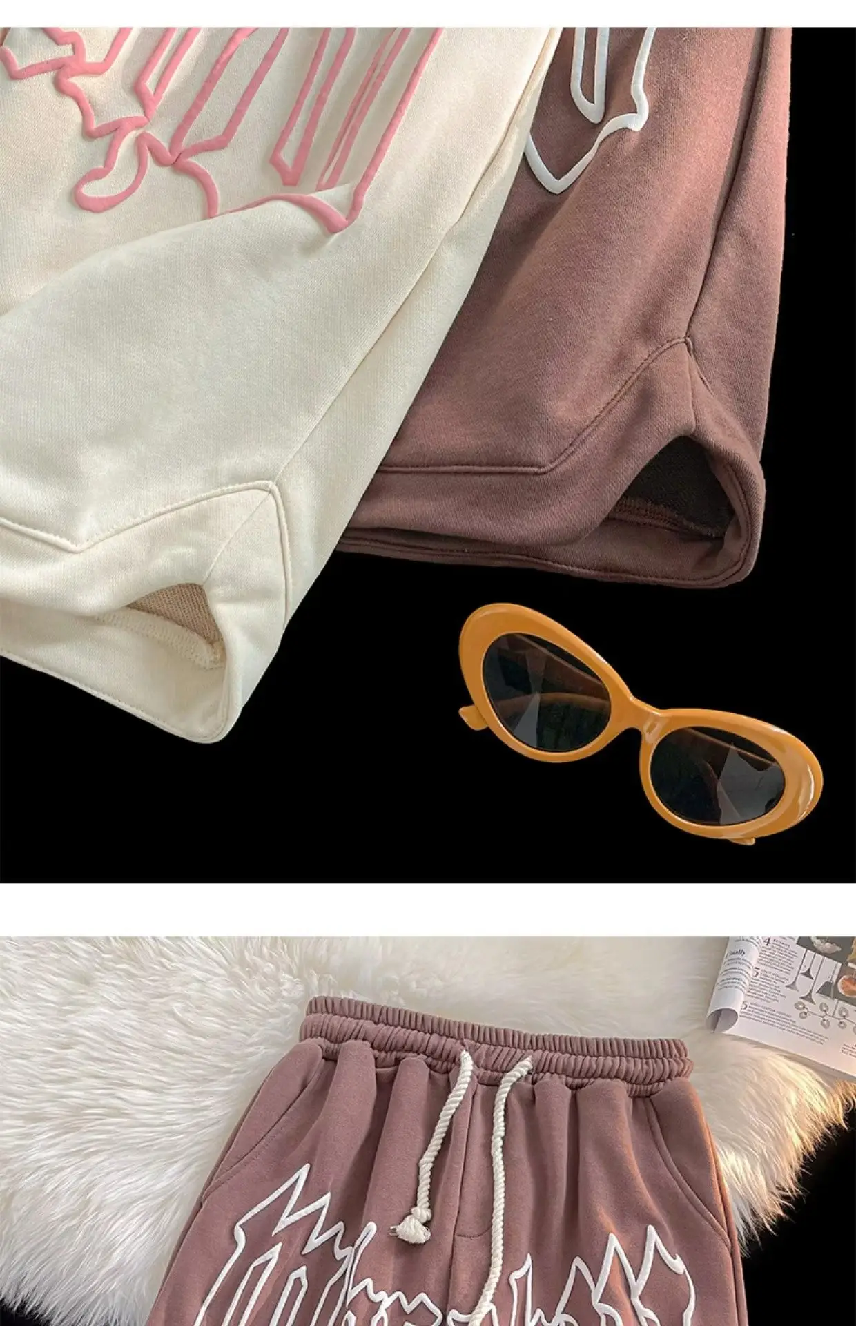 Men's Brown Graphic Crop Shorts Casual Loose Summer — feature 9
