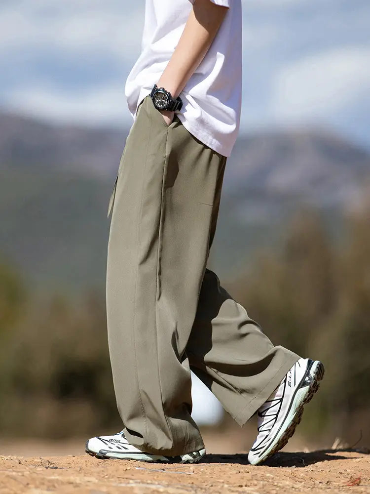 Men's Ice Silk Casual Pants Black Loose Summer - Image 7