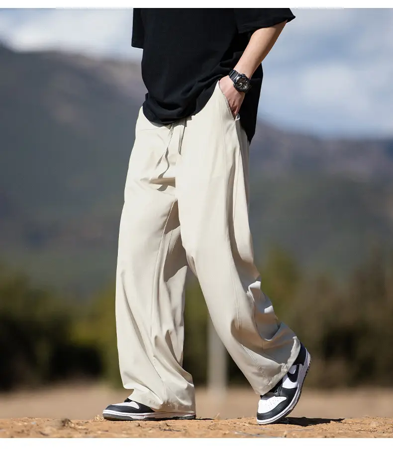 Men's Ice Silk Casual Pants Black Loose Summer — feature 12