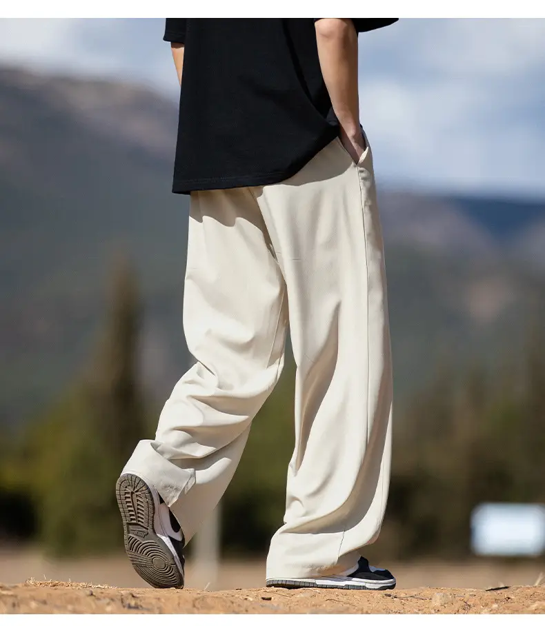 Men's Ice Silk Casual Pants Black Loose Summer — feature 13