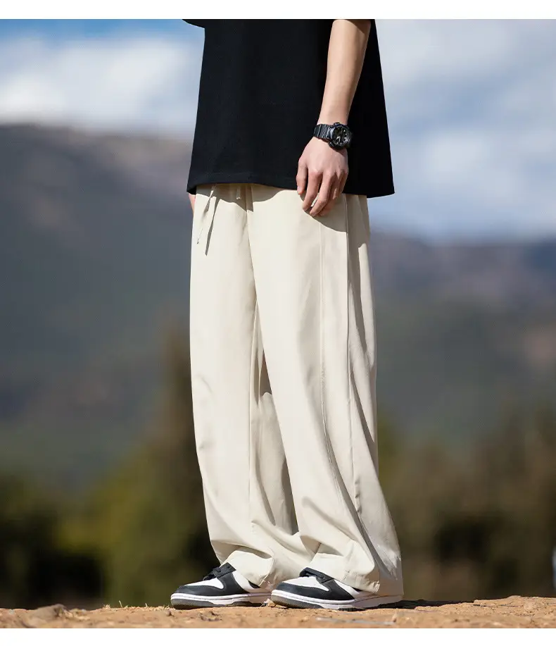 Men's Ice Silk Casual Pants Black Loose Summer — feature 14