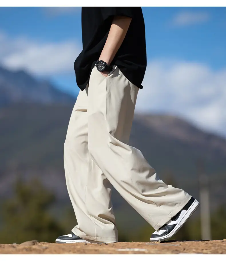 Men's Ice Silk Casual Pants Black Loose Summer — feature 15