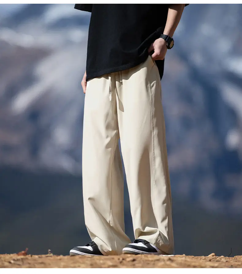 Men's Ice Silk Casual Pants Black Loose Summer — feature 16