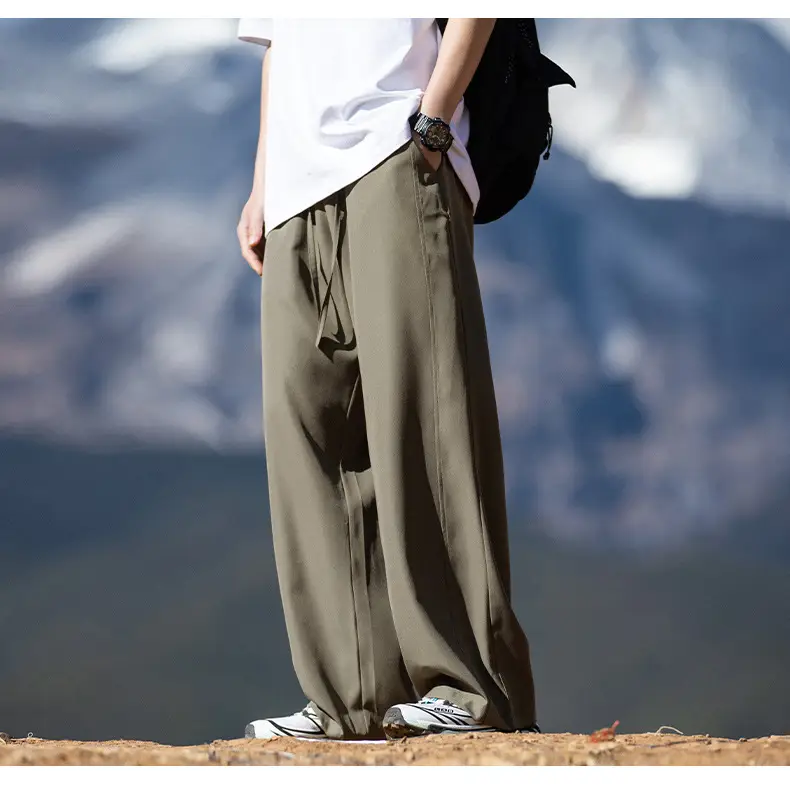 Men's Ice Silk Casual Pants Black Loose Summer — feature 17