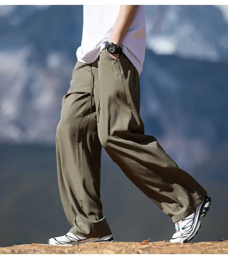 Men's Ice Silk Casual Pants Black Loose Summer — feature 18