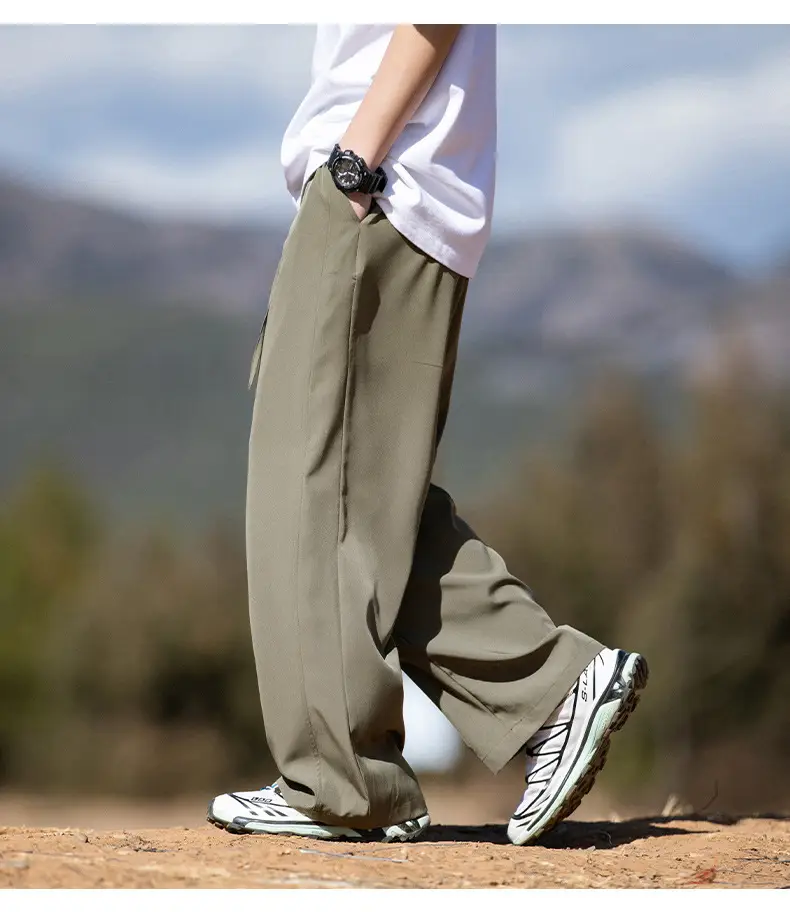 Men's Ice Silk Casual Pants Black Loose Summer — feature 19