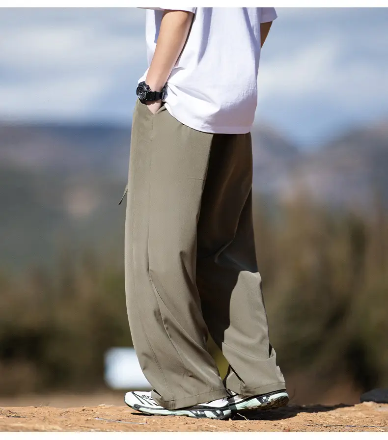 Men's Ice Silk Casual Pants Black Loose Summer — feature 21