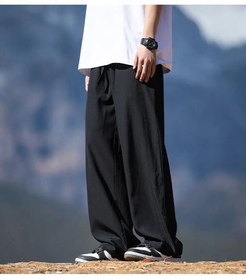 Men's Ice Silk Casual Pants Black Loose Summer — feature 23