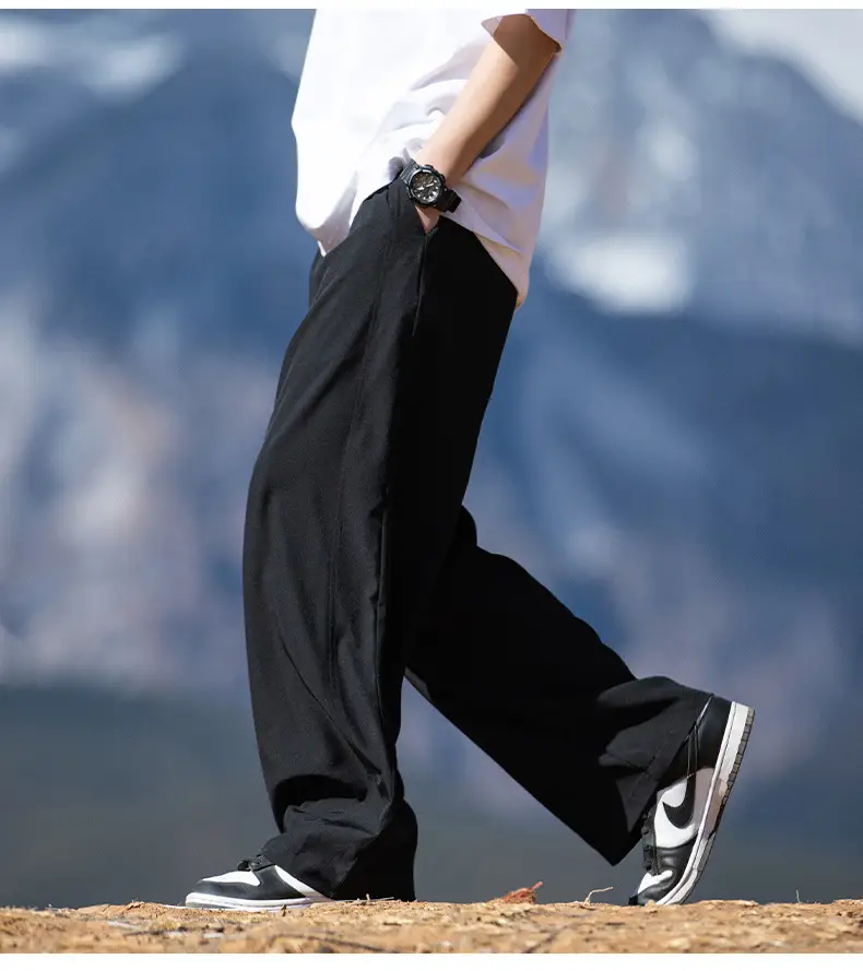 Men's Ice Silk Casual Pants Black Loose Summer — feature 24