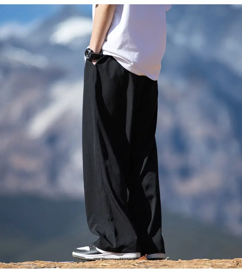 Men's Ice Silk Casual Pants Black Loose Summer — feature 25