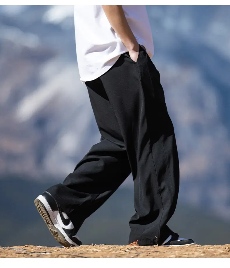 Men's Ice Silk Casual Pants Black Loose Summer — feature 26