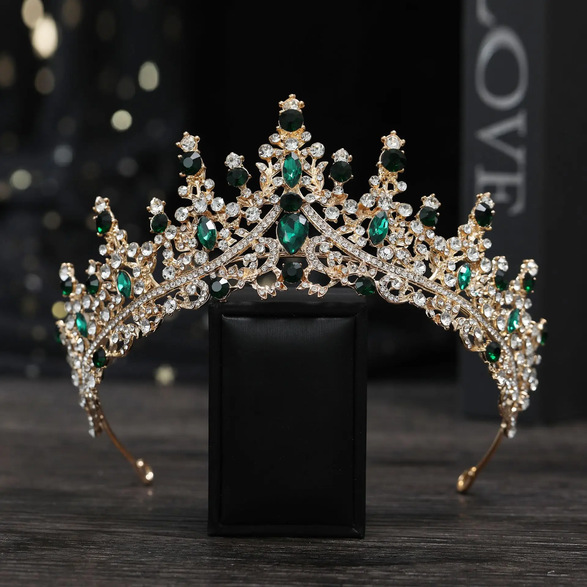 Cross Border Bridal Crown with Rhinestones Gold - Image 12