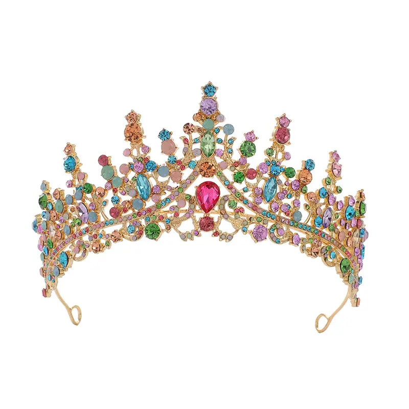 Cross Border Bridal Crown with Rhinestones Gold - Image 13
