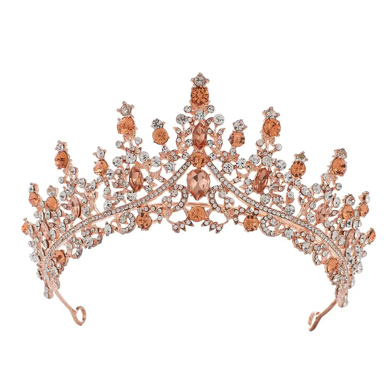 Cross Border Bridal Crown with Rhinestones Gold - Image 14