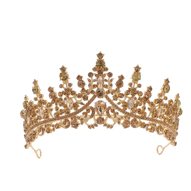 Cross Border Bridal Crown with Rhinestones Gold - Image 2