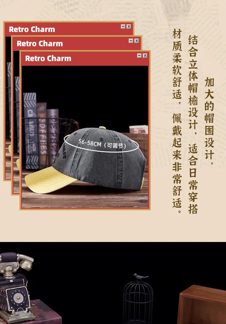 2025 Embroidered Baseball Cap for Men Women Grey Yellow — feature 11