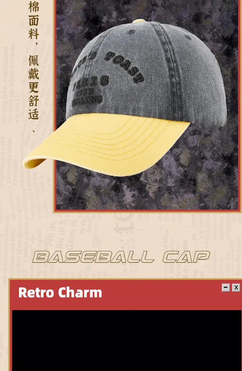 2025 Embroidered Baseball Cap for Men Women Grey Yellow — feature 13