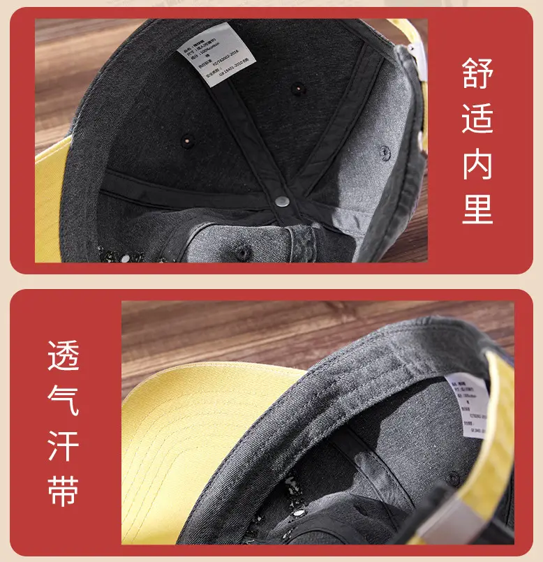 2025 Embroidered Baseball Cap for Men Women Grey Yellow — feature 25