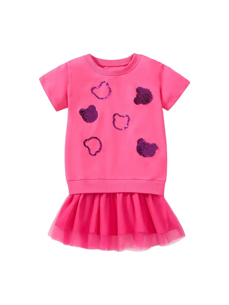 Little Girls Heart Embroidered Pink Summer Dress - Image 6