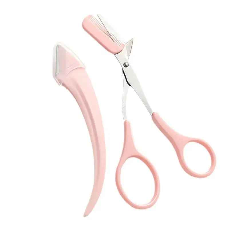 Pink Eyebrow Trimmer Knife with Comb for Women - Image 20