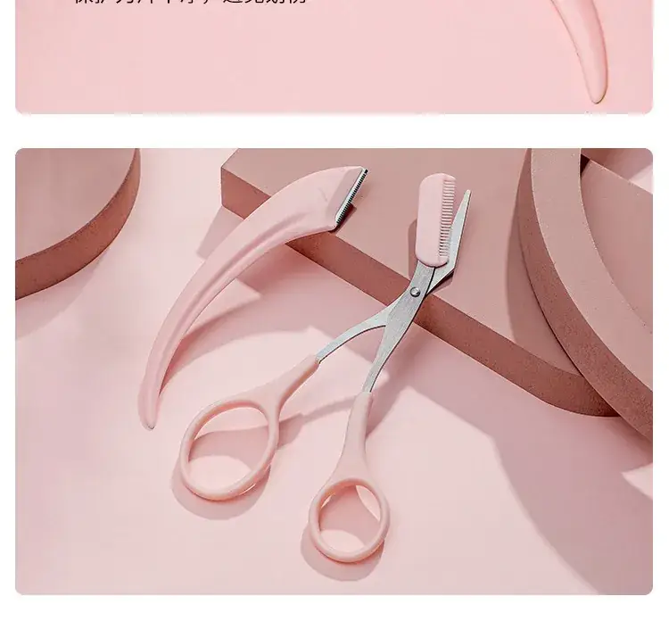 Pink Eyebrow Trimmer Knife with Comb for Women — feature 26