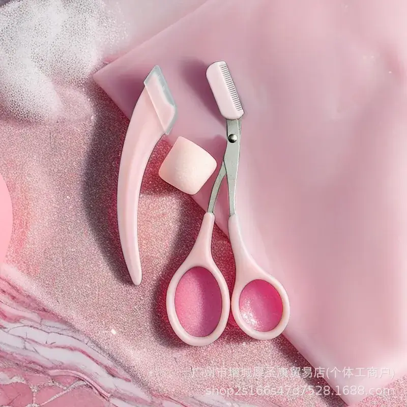 Pink Eyebrow Trimmer Knife with Comb for Women - Image 4