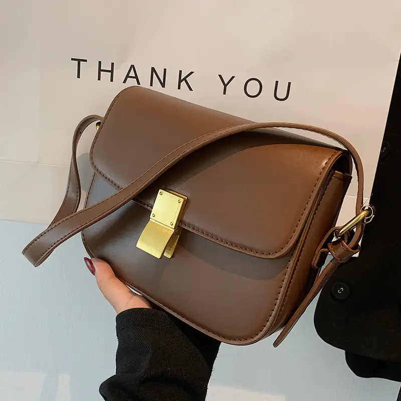Brown Leather Messenger Bag for Women Autumn Winter - Image 5