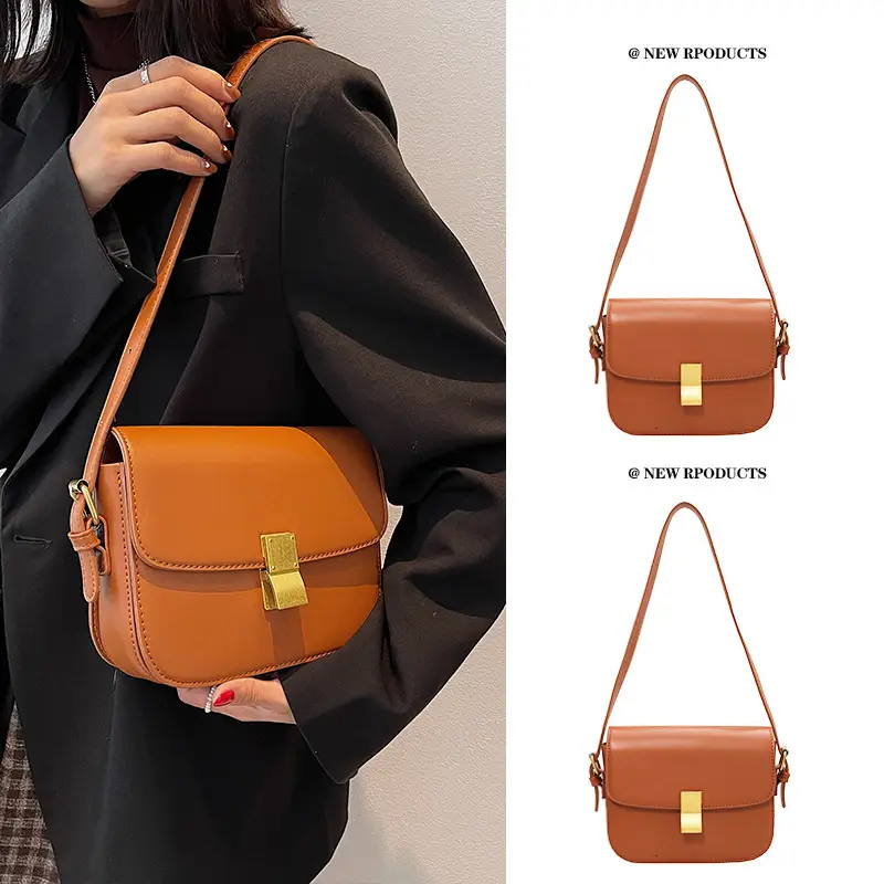 Brown Leather Messenger Bag for Women Autumn Winter - Image 3